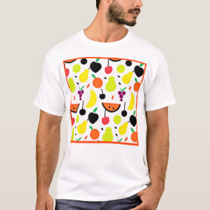 Tropisches Glühneon Fruchtmuster T-Shirt