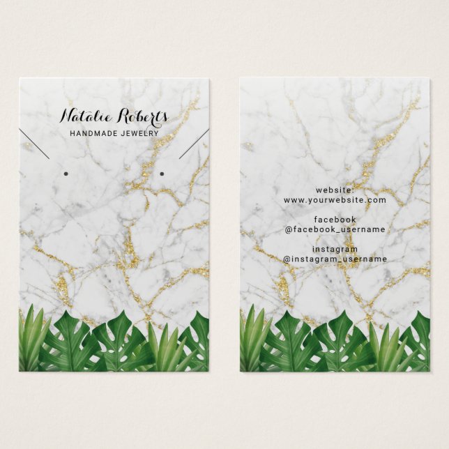 Tropisches Gold Marmor Schmuck Ohrring Display (Vorne & Hinten)