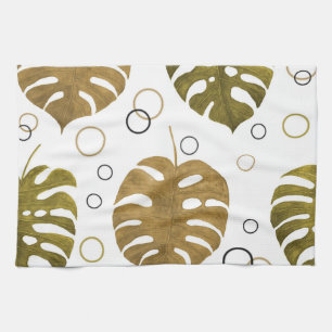 Tropisches Gold: Monstera-Blatt-Aquarell Geschirrtuch