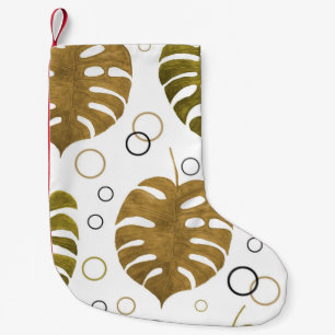 Tropisches Gold: Monstera Leaf Wasserfarbe Kleiner Weihnachtsstrumpf