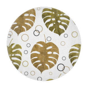 Tropisches Gold: Monstera Leaf Wasserfarbe Schneidebrett