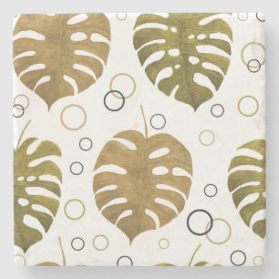 Tropisches Gold: Monstera Leaf Wasserfarbe Steinuntersetzer