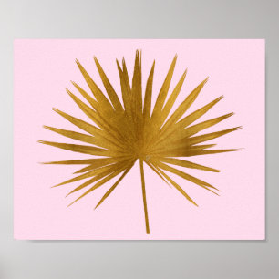 Tropisches Gold Sabal Palm Leaf Rose Gold Pink Poster