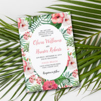 Tropisches Grün-Palm-Rosa-Hibiskus Hochzeit