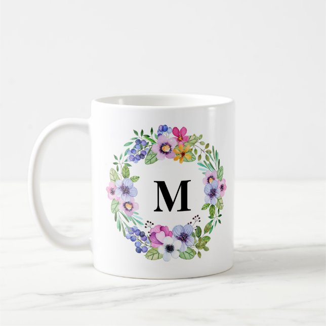 Tropisches Grün und Blume Kleider Monogramm Gesche Kaffeetasse (Links)