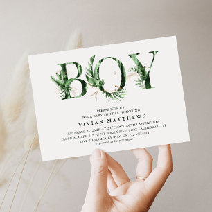 Tropisches Grün und Gold BOY Baby Shower-Einladung Einladung