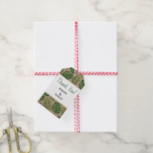 Tropisches Grün und Gold rustikale Hochzeit Danke Geschenkanhänger