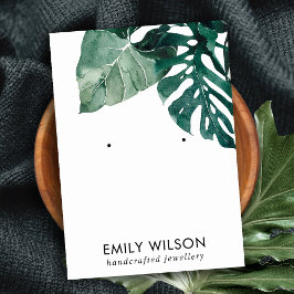 TROPISCHES GRÜNES MOSTERA FAUNA STUD EARRING DISPL VISITENKARTE