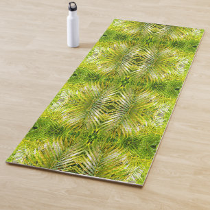 Tropisches grünes Palmblatt-Sonnenlicht-Muster Yogamatte