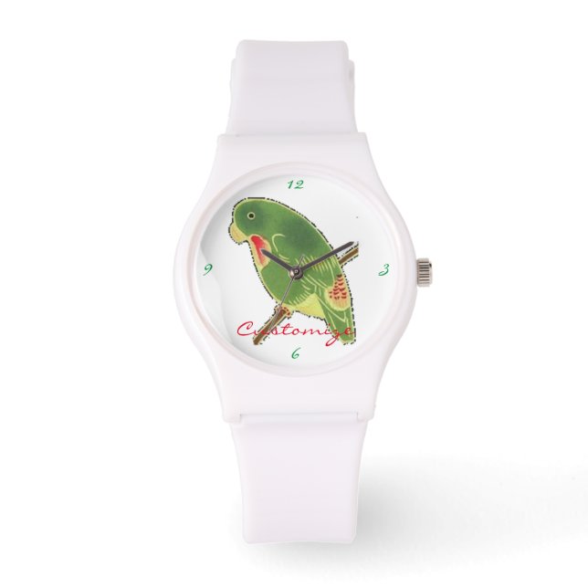 Tropisches grünes Parakeet Thunder_Cove Armbanduhr (Vorderseite)
