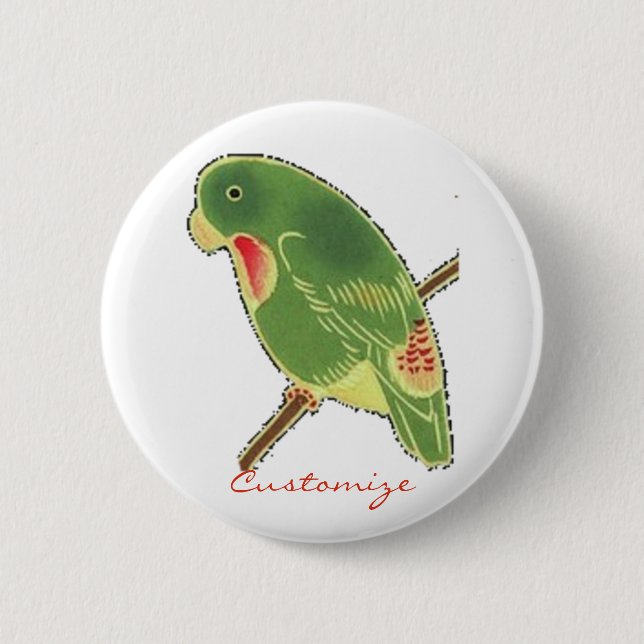 Tropisches grünes Parakeet Thunder_Cove Button (Vorderseite)