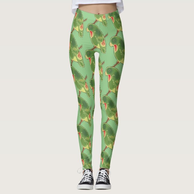 Tropisches grünes Parakeet Thunder_Cove Leggings (Vorderseite)
