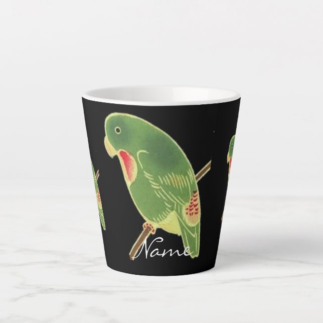 Tropisches grünes Parakeet Thunder_Cove Milchtasse (Vorderseite)