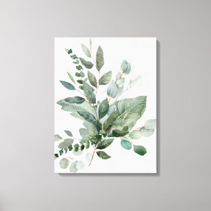 Tropisches Grünes Salbei-Eukalyptus-Blumenbouquet Leinwanddruck