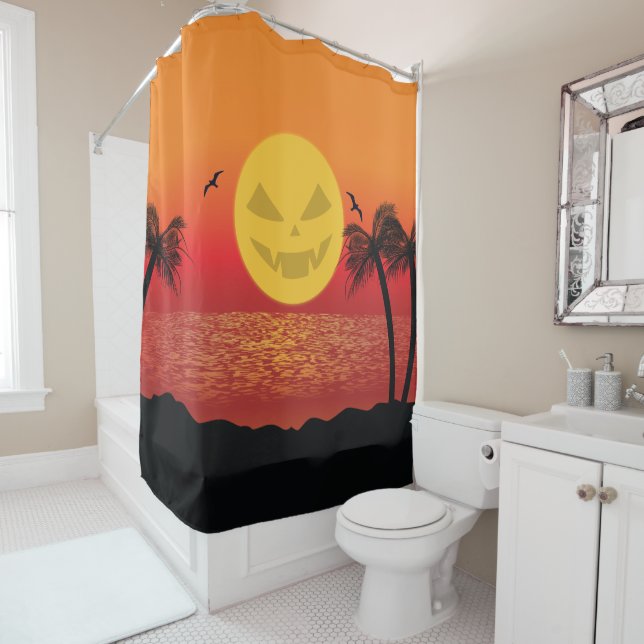Tropisches Halloween Duschvorhang (Beispiel)