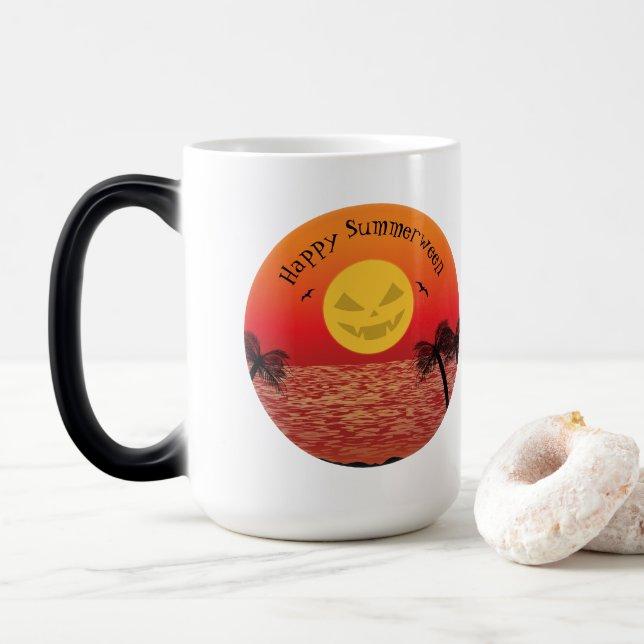 Tropisches Halloween Verwandlungstasse (Mit Donut)