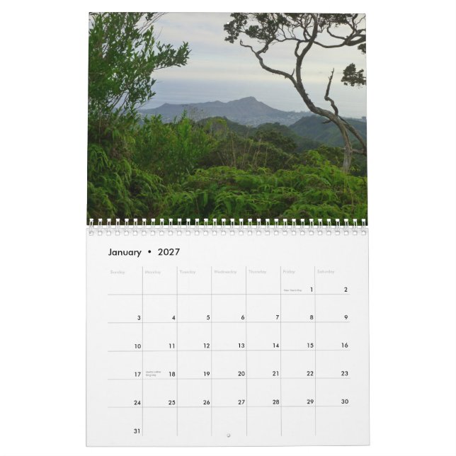 Tropisches Hawaii Kalender (Jan 2027)