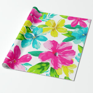 Tropisches Hawaii Plumeria Rosa Frangipani-Blumenm Geschenkpapier