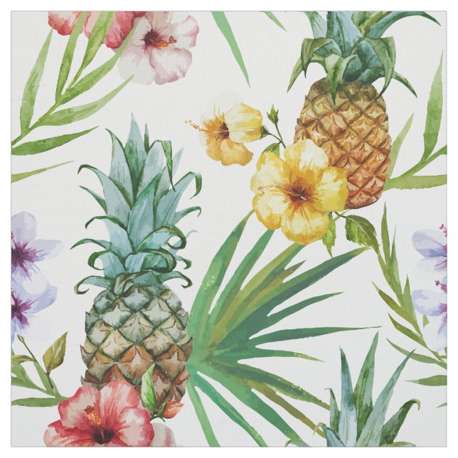 Tropisches Hawaii-Thema-Aquarell-Ananasmuster Stoff (Muster)