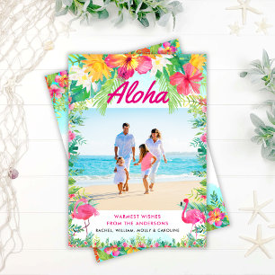 Tropisches Hawaiian Warmest Wishes Weihnachtsfoto Feiertagskarte