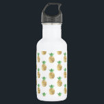 Tropisches Hawaiianisches Ananas-Muster Edelstahlflasche<br><div class="desc">Fun tropisches Hawaiian Gold Foil Ananas Muster. Dieses trendige,  gelbe und grüne Ananas von Aloha Hawaii ist ein cooler Ausdruck für ein Geburtstagsgeschenk im Sommer.</div>