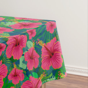 Tropisches hawaiianisches Blumenblättern Elegante Tischdecke