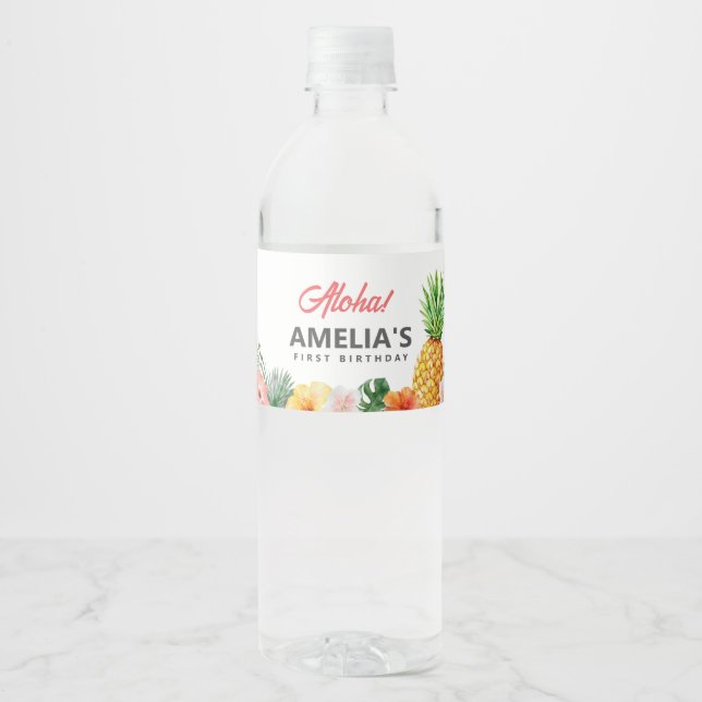 Tropisches Hawaiianisches Geburtswasserflascheneti Wasserflaschenetikett (Vorderseite)