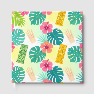 Tropisches Hawaiianisches Tiki-Muster für Partys H Gästebuch
