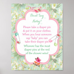 Tropisches hawaiianisches Windelstecker-Baby-Party Poster