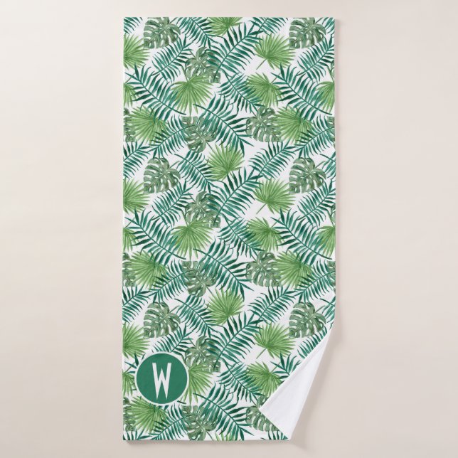 Tropisches, helles, grünes Blätter Badetuch Set (Badehandtuch)