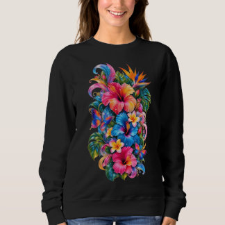 Tropisches Hibiskus-Blumen-Sweatshirt, farbenfrohe Sweatshirt