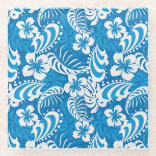 Tropisches Hibiskus-Muster Glasuntersetzer