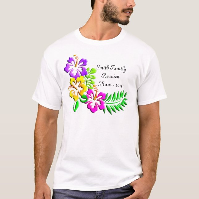 Tropisches Hibiskus-Muster T-Shirt (Vorderseite)