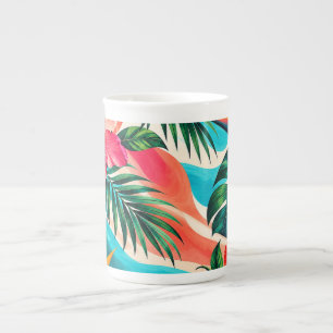 Tropisches Hibiskus-Paradies Botanische Kunst Prozellantasse