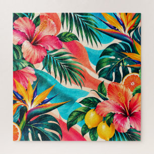 Tropisches Hibiskus-Paradies Botanische Kunst Puzzle