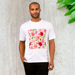 Tropisches Hibiskus- und Plumerien-Blumenmuster T-Shirt