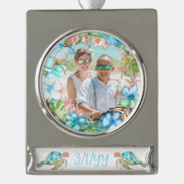 Tropisches Hochzeitserlebnis Banner-Ornament Silber