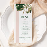 Tropisches Hochzeitsmenü am Strand mit rosa Streif Menükarte<br><div class="desc">Rosa Streifen Palm Strand tropischen Hochzeitsmenu Karte Zur Verfügung stehen passende Gegenstände. Karo der Sammlung.</div>