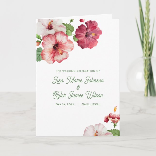 Tropisches Hochzeitsprogramm Einladung (Vorderseite)