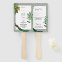 Tropisches Hochzeitsprogramm für Vintage Pfauenfed