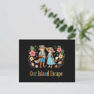 Tropisches Hochzeitstier-Paar am Strand Postkarte