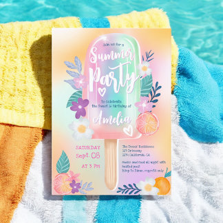 Tropisches holografisches Sommerbecken Party Sweet Einladung