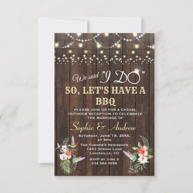 Tropisches Hummingvogelholz nach der GRILLEN Einladung (Vorderseite)