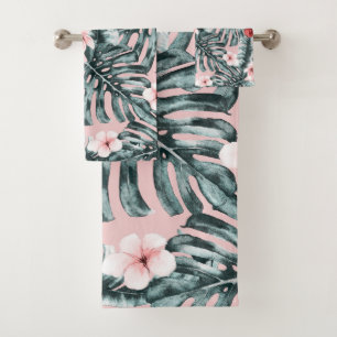 Tropisches Insel-Blumenparadies Botanisch Badhandtuch Set