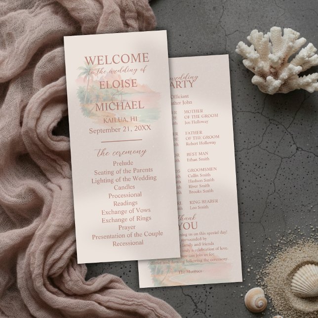 Tropisches Insel-Hochzeitszeremonie-Programm beim  (Tropical Sunset Island Wedding Ceremony Program)