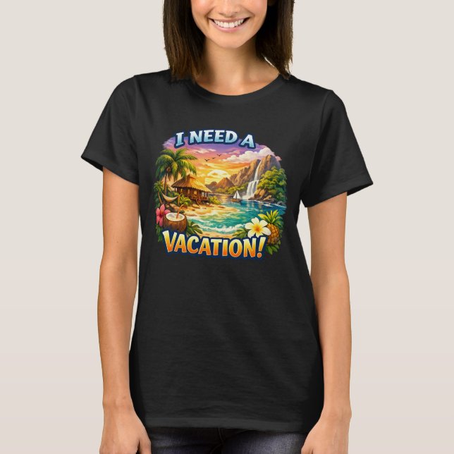 Tropisches Insel-Print T-Shirt (Vorderseite)
