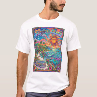 tropisches Insel-Psychedelic-Hippie-Design T-Shirt