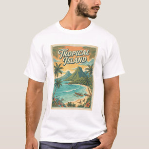 tropisches Insel-Retro-Design T-Shirt