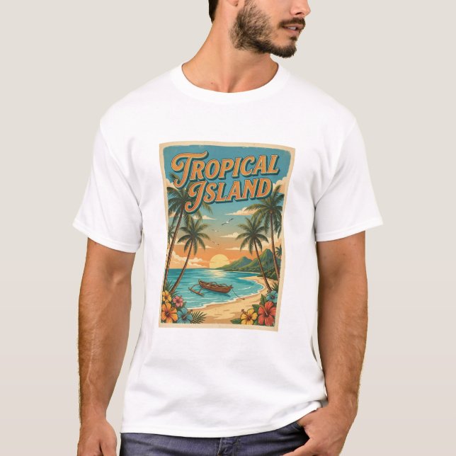 tropisches Insel-Retro-Design T-Shirt (Vorderseite)