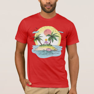 Tropisches Insel-Sonnenuntergangs-Streetwear-T-Shi T-Shirt